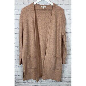 MADEWELL Womens' Kent Cardigan Sweater Cozy Yarn Mauve Coral Wool Blend Medium